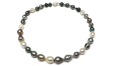 Multicolor parelketting Tahiti en Zuidzee barok parels