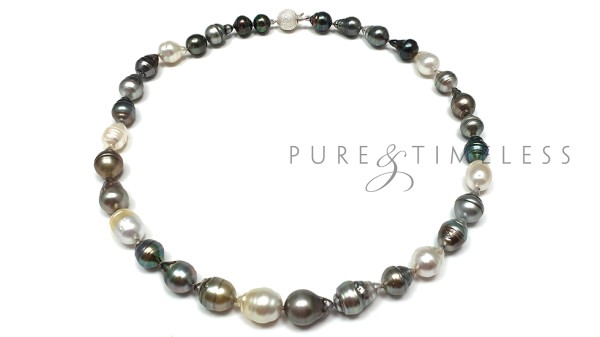 Multicolor parelketting Tahiti en Zuidzee barok parels
