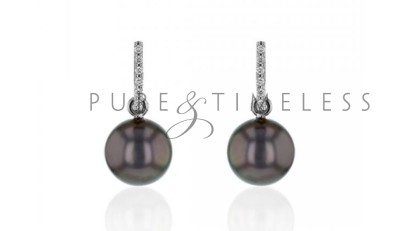 Tahiti parel oorbellen met 0,06 ct diamant