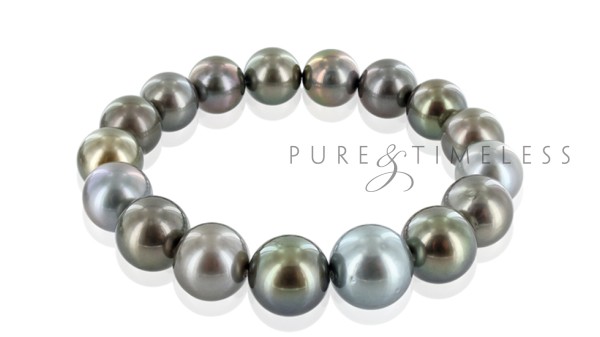 Armband van grijze 10-12 mm Tahiti parelsArmband van grijze 10-12 mm Tahiti parels