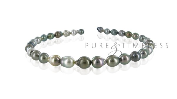 Multicolor parelketting Tahiti barok parels 8-10 mm