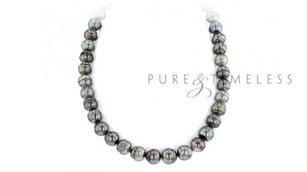 Tahiti parelketting barok parels 9-11 mm met gouden slot