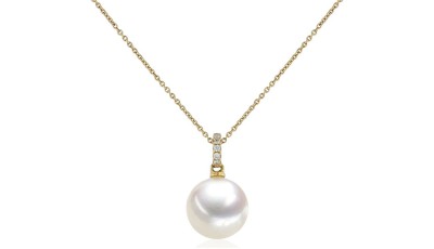 Gouden collier met Akoya en diamanten