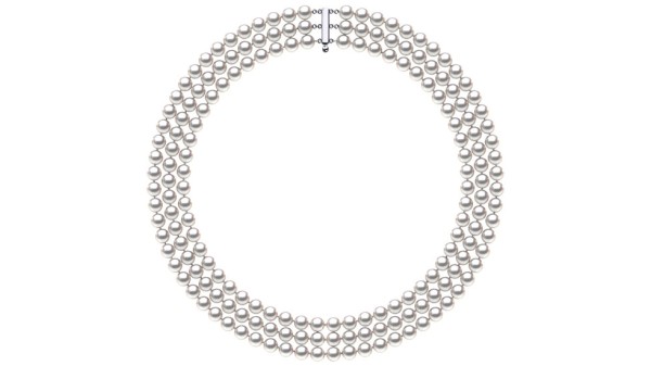 3 rij Akoya parelketting 6,5 -7 mm met witgouden sluiting