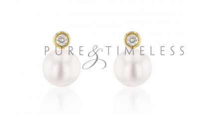 Akoya oorstekers met diamant