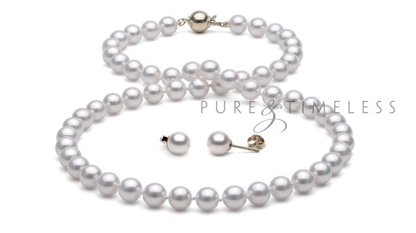 Luxe Akoya parelset 7 mm, witgoud