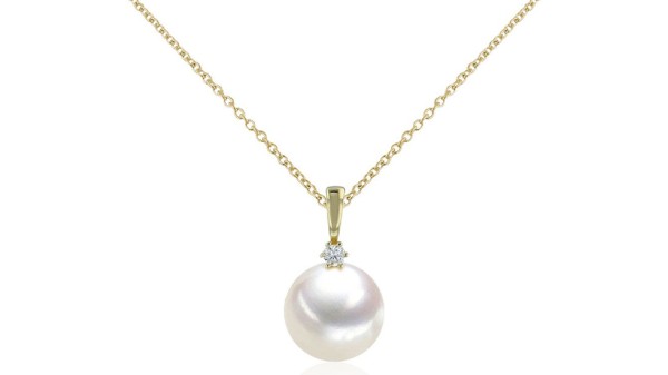 Parelhanger met diamant 8-9 mm 14k goud
