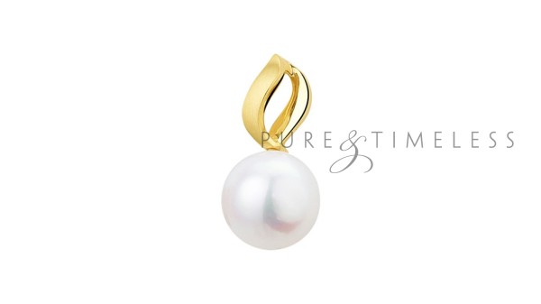 Gouden parel hanger "flame"