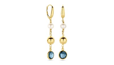Brisures bolletjes, parel en london blue topaas