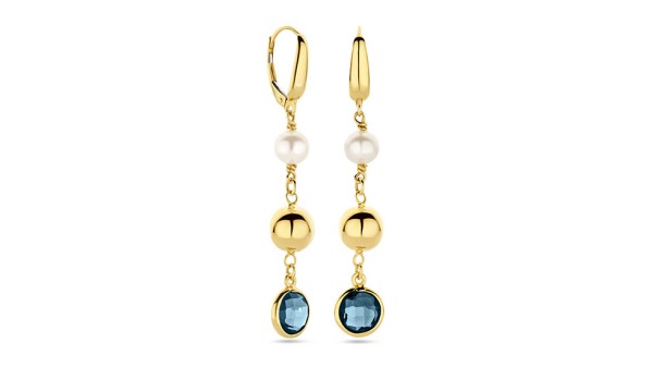 Brisures bolletjes, parel en london blue topaas