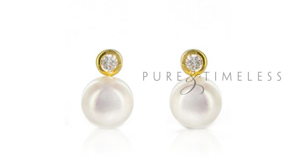 6,5-7 mm Akoya pareloorstekers met diamant
