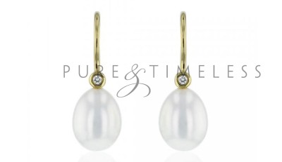 Brisures met druppel parel en diamant