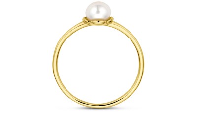 Ring bloem geelgoud met Akoya parel