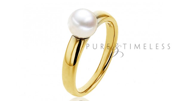 Gouden 6-6,5 mm zoetwaterparel ring 