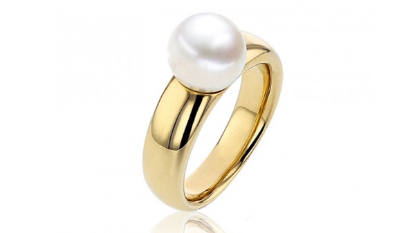 Gouden 9,5-10 mm zoetwaterparel ring