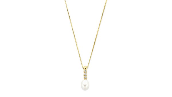 Collier druppelparel en zirkonia