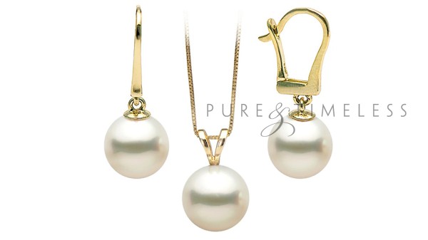 Gouden parel set 9 mm zoetwaterparels 