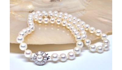 Akoya parelketting met rozet slot