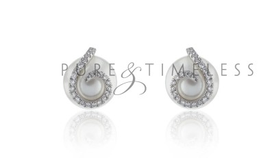 Zuidzee parel oorbellen met diamant 18k witgoud