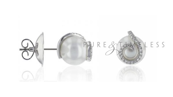 Zuidzee parel oorbellen met diamant 18k witgoud
