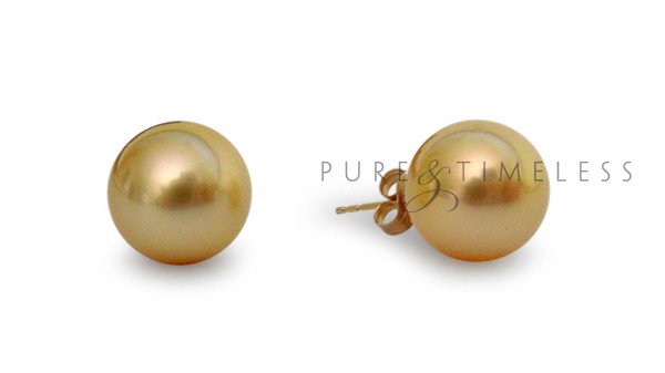Gouden zuidzeeparels 9-10 mm, oorbellen