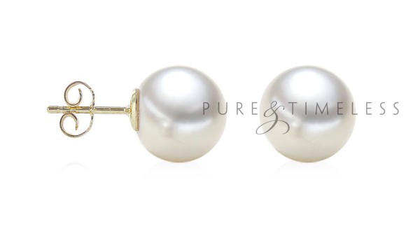 Zuidzee parel oorstekers 11-12  mm 18k geelgoud